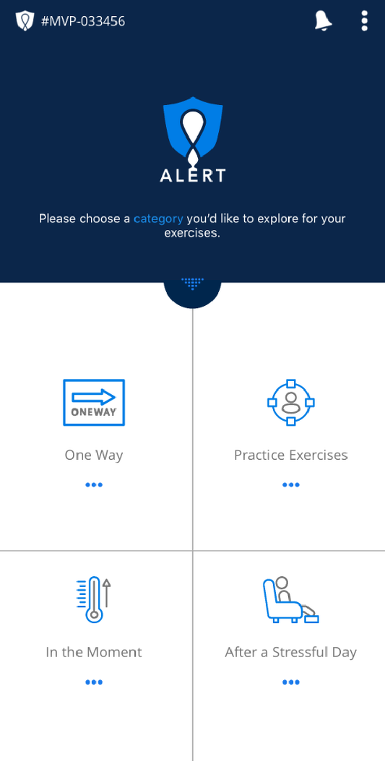 ALERT category selection - design mockup